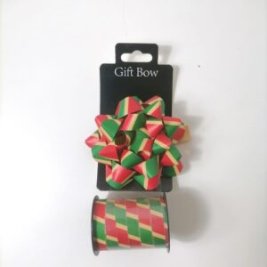 RIBBON PAPER STRIPES BOW+ROLL/EA.CARD