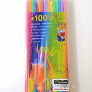 PLASTIC STRAWS MULTI 0.6X24CM+-100PC/PK