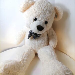 TEDDY BEAR WITH CHECKERD RIBBON (L) 98CM