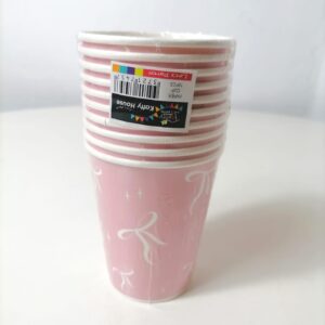 PARTY PAPER CUP WITH BOW D7.5X9CM 10PC