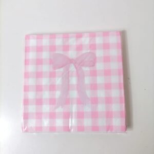 SERVIETTE WITH PINK BOW 33X33CM 20PC/PK