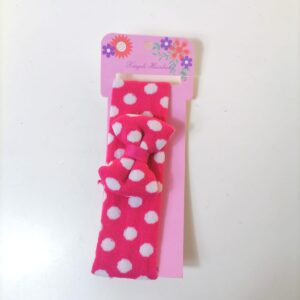 HAEDBAND BOW DOTS PINK W5.5XL15CM/EACH