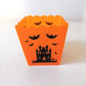 PLASTIC POPCORN BOX HALLOWEEN 10X10X9CM