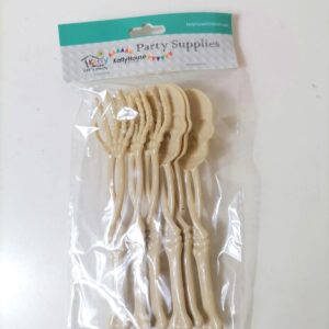 PLASTIC SPOON+FORK SKULL 15CM 6PC/PK