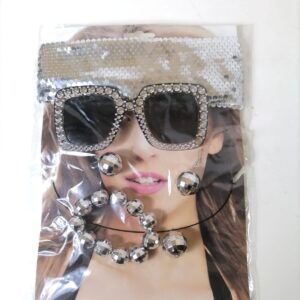 PARTY SET DISCO HEADBAND+GLASS+EARINGS