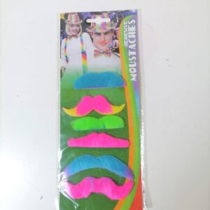 MUSTACHE ADHESIVE COLOURFULL 6PC/CARD
