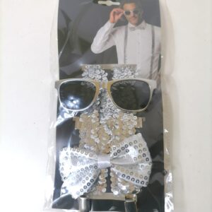 PARTY SET SUSPENDER+GLASS+BOWTIE SEQUINS
