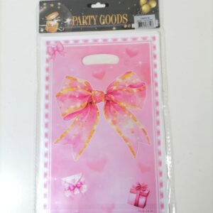 PARTY LOOT BAG PINK BOW 16X25CM 10PC/PK