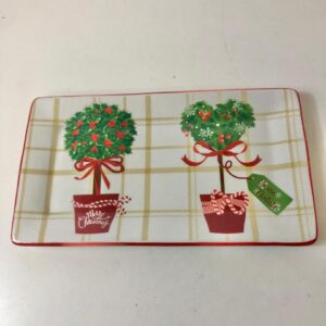 CERAMIC PLATE RECTANGLE XMAS L25CM/EACH