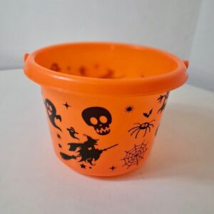 PLASTIC BUCKET SPIDER PUMPKIN 19X4.5CM