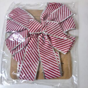 RIBBON BOW RED&WHT STRIPES 30X70CM/EACH