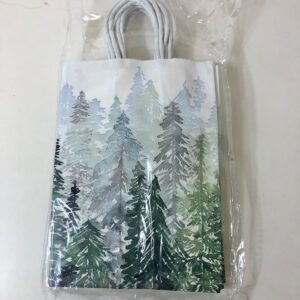 GIFT PAPER BAG XMAS WHT/GN 15X21X8CM/EACH