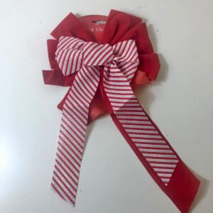 X'MAS DECO BOW RED&WHITE STRIPE 213X40CM