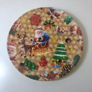 PLASTIC PLATE XMAS ROUND BADGE (L) D34C