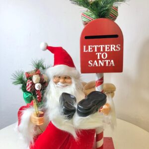 SEATED SANTA WITH BEAR AND LETTERBOX H85