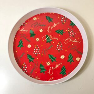 PLASTIC TRAY ROUND XMAS TREES BALLS D30C
