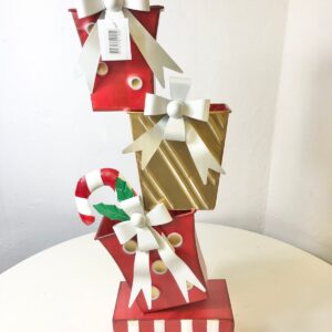 IRON DECO GIFT BOXES W CANE BOW 20X10X56