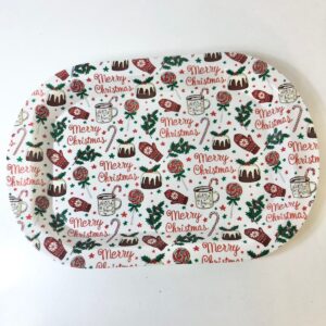 PLASTIC PLATE OVAL POINSETTIA (L) 47X32C