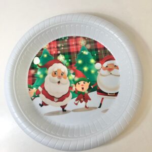 PLASTIC PLATE DEEP XMAS WHIT&RED 42CM