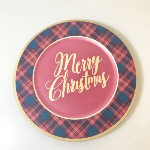 PLASTIC SIDE PLATE M.CHRISTMAS CHECKER