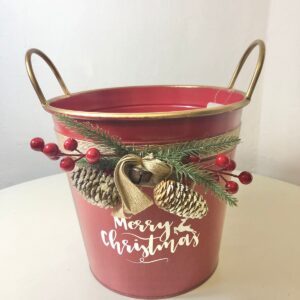 IRON BUCKET XMAS WITH HANDLE 2PCS/SET