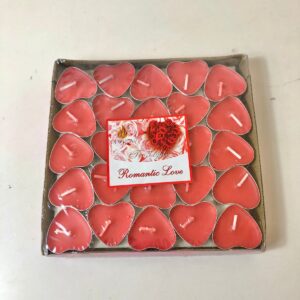 TEA LIGHT CANDLES  HEART 3.8CM 5G 50PC/