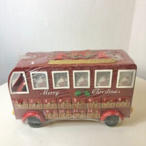 X'MAS DECO WOODEN BUS CALENDER 40.5X15X2