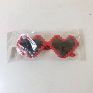 PARTY GLASS HEART PIXEL 14CM/EACH
