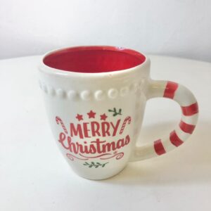 CERAMIC MUG MERRY CHRISTMAS STRIPE HAND
