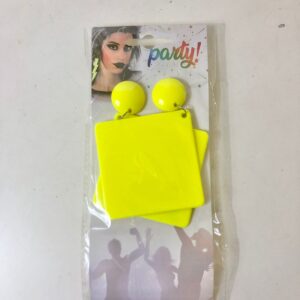 PARTY EARRING NEON SQUARE 6.5CM/PRS