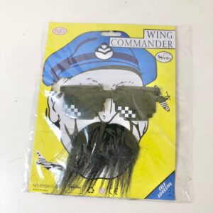 PARTY MUSTACHE+GLASS WING COMMANDER/SET