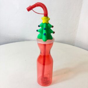 PLASTIC BOTTLE WITH SANTA TOP 28.5X6.5CM