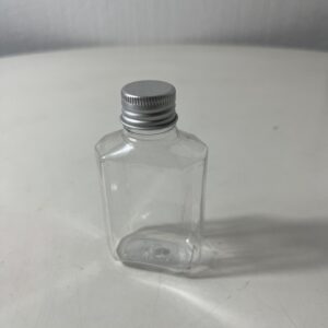 PLASTIC BOTTLE WITH SILVER LID 4x3x8.5CM