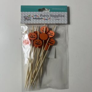 FRUIT STICK PUMPKIN WOODEN L13CM 12PC/PK