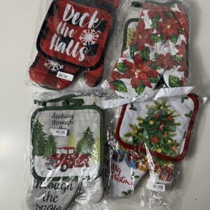 GLOVES SET OVEN XMAS 19X30CM/SET
