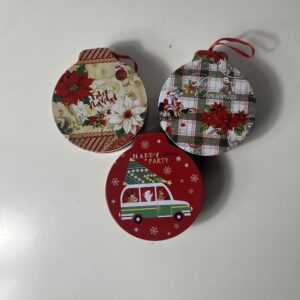 IRON TIN ROUND HANGING M.CHRISTMAS 12x11