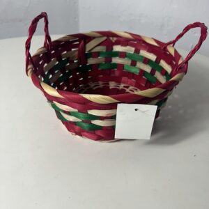 BASKET BAMBOO ROUND HANDLES COLORFULL D20