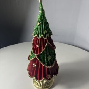 RESIN DECO XMAS TREE RED GRN 15X14.7X40C