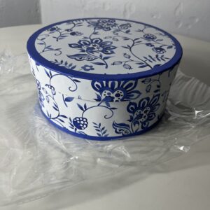 GIFT BOXES ROUND FLOWER BLUE&WHITE 3PCS/SE