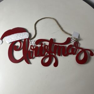 IRON DECO HANGING CHRISTMAS WITH HAT 60X27