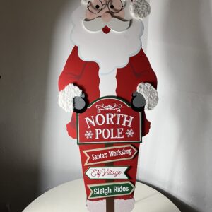 XMAS DECO WOODEN SANTA NORTH POLE 42X1