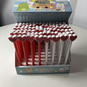 GEL INK PEN HEARTS STRIPE L17CM/EACH