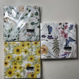 SERVIETTE B/FLY FLOWERS ASST.33X33CM 20P