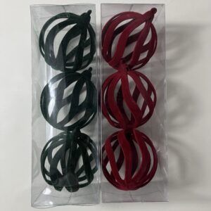 XMAS DECO BAUBLES VELVAT 8CM 3PC/BOX