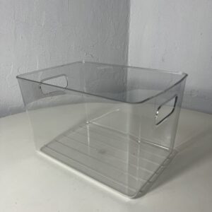 PLASTIC STORAGE BASKET CLEAR 27X18.5X16C